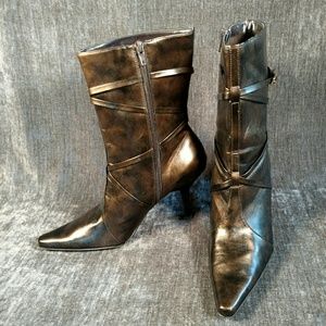 Madeline Distressed Bronze Heeled Boots